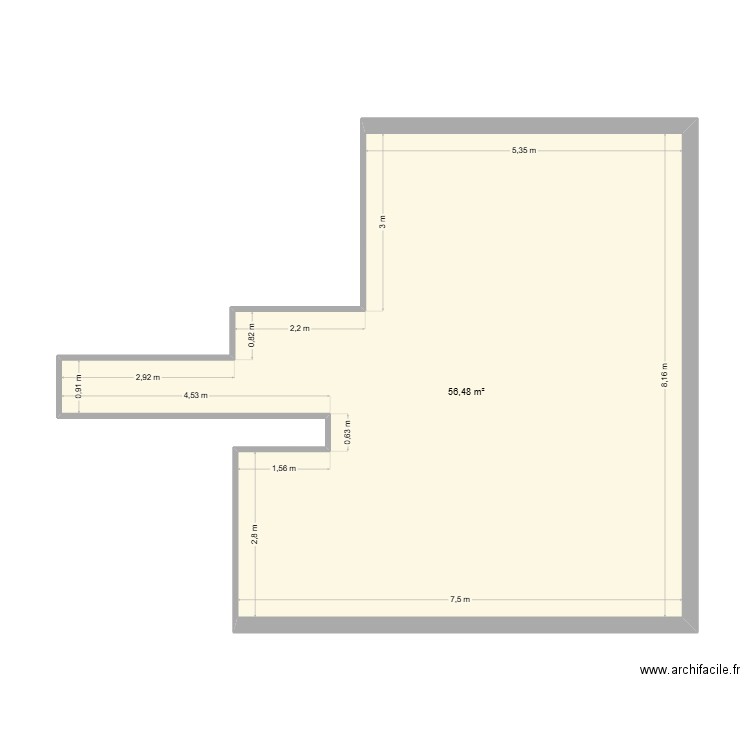 DEBURE. Plan de 1 pièce et 56 m2