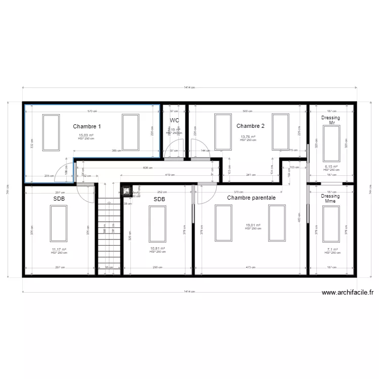 PROJET MARGENCY 3 chambres BIS. Plan de 
