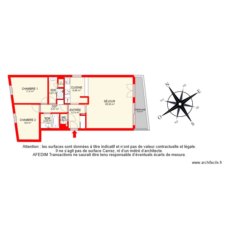 BI 29390. Plan de 17 pièces et 96 m2