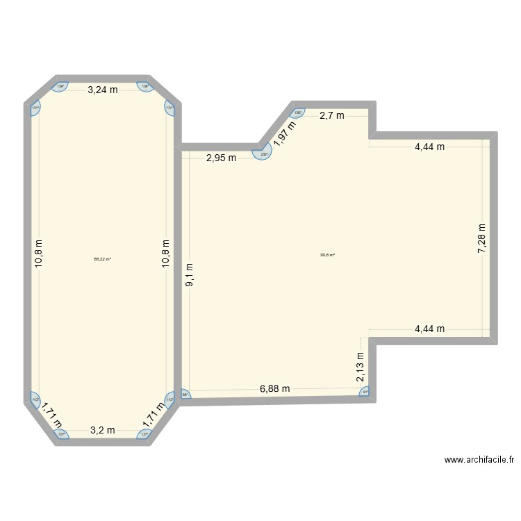 anjela. Plan de 2 pièces et 166 m2