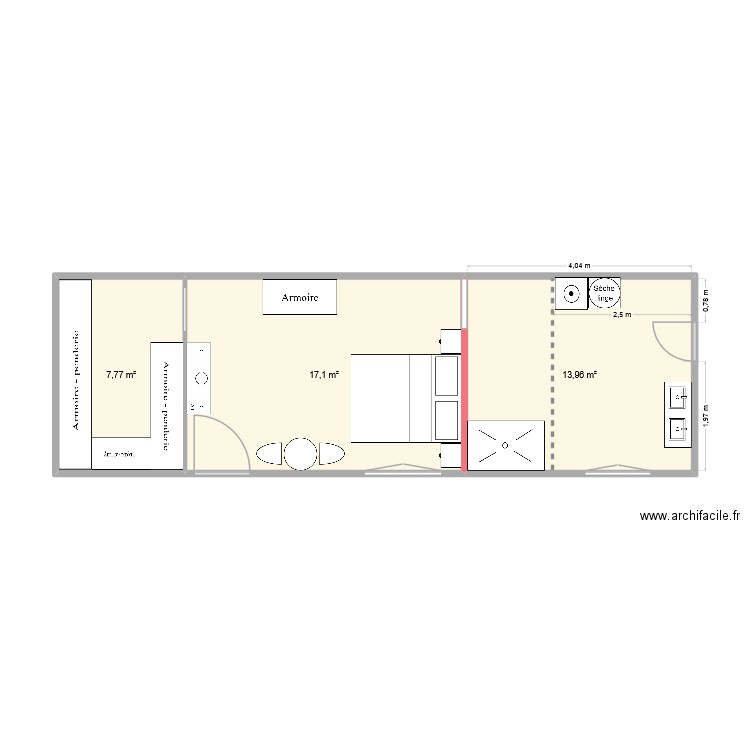 TRAVAUX DOMINIQUE 2. Plan de 3 pièces et 39 m2