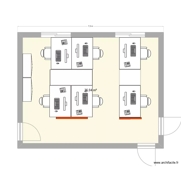 bureau commerciaux 6 places. Plan de 1 et 36 m² bureau commerciaux 6 places. Plan de 1 et 36 m²