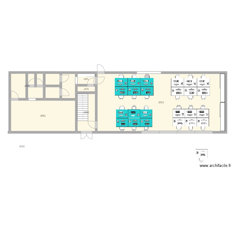 extension. Plan de 7 pièces et 179 m2