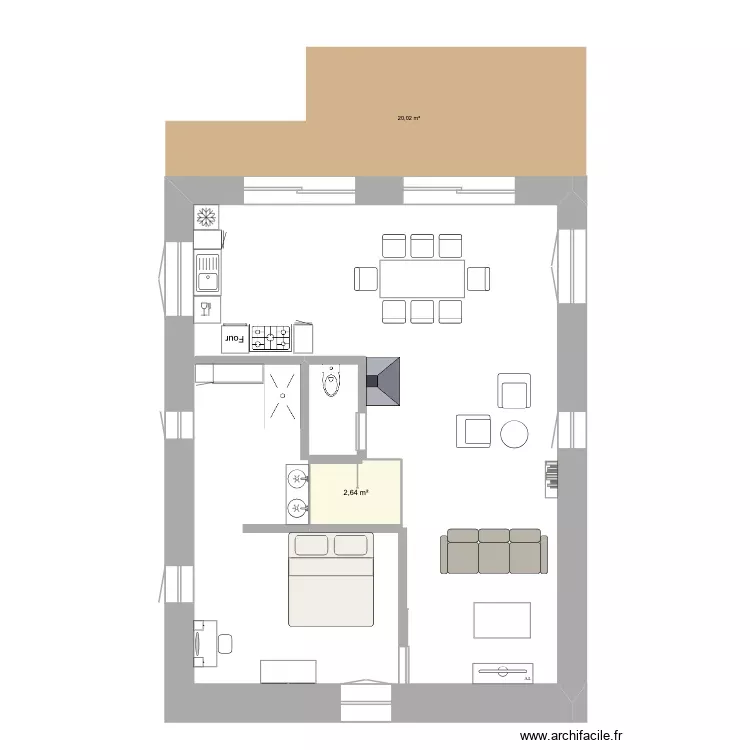 etage V2. Plan de 1 Pièce et 3 m² etage V2. Plan de 1 Pièce et 3 m²