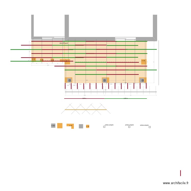 plan base terrasse sommier et muralière. Plan de 0 pièce et 0 m2