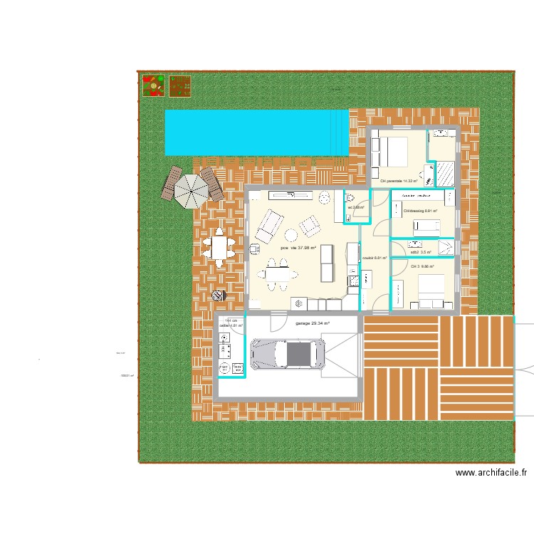 maison 85/34. Plan de 1 pièce et 5 m2