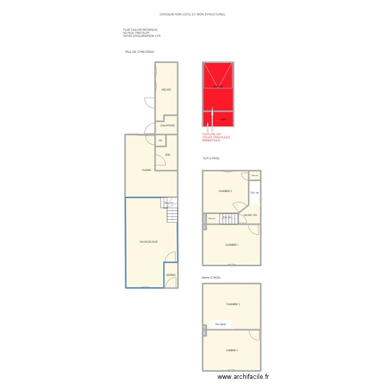 PLATTEEUW ERQUINGHEM. Plan de 23 pièces et 131 m2