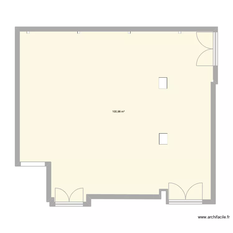 Cour aux arches. Plan de 1  et 101 m²