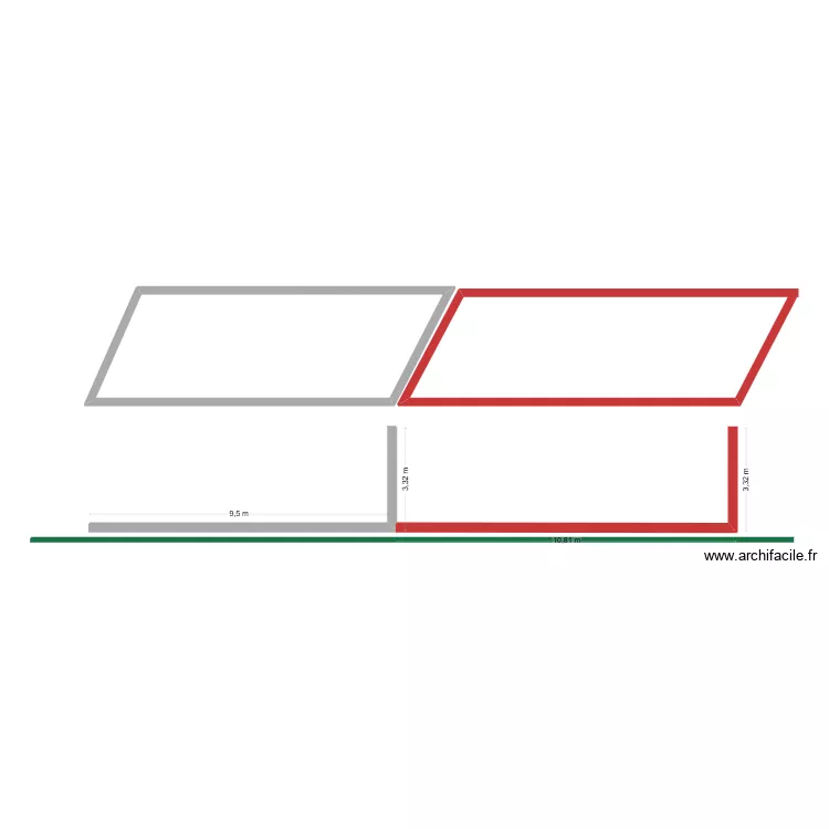 salon. Plan de 1  et 32 m²