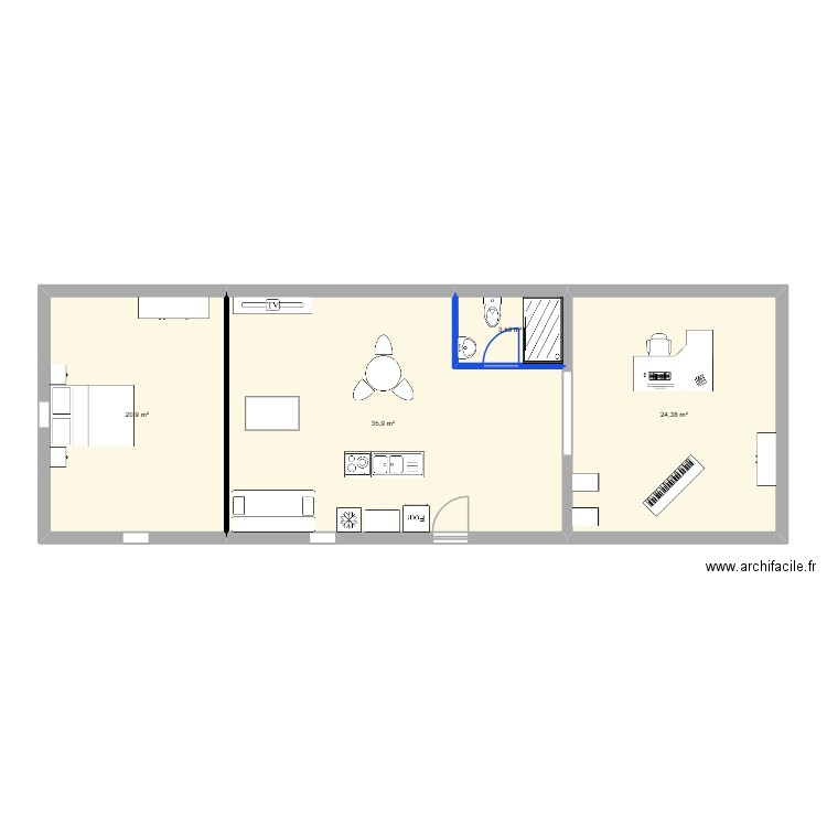 annexe. Plan de 4 pièces et 85 m2