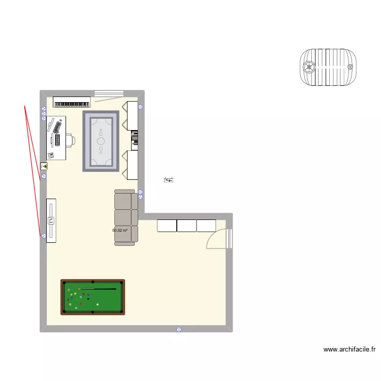 Studio. Plan de 1 Pièce et 50 m² Studio. Plan de 1 Pièce et 50 m²