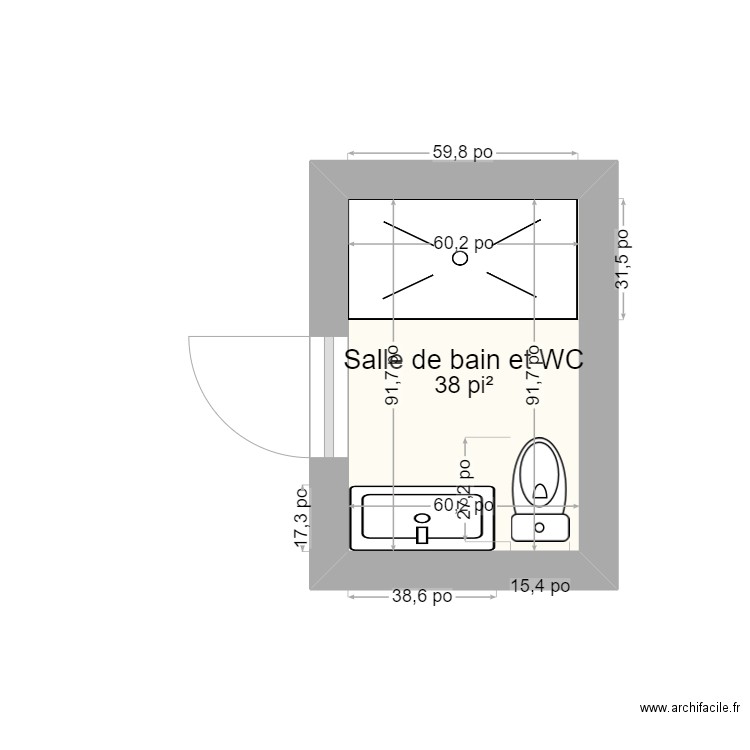 2024 SALLE DE BAIN 1. Plan de 1 pièce et 4 m2