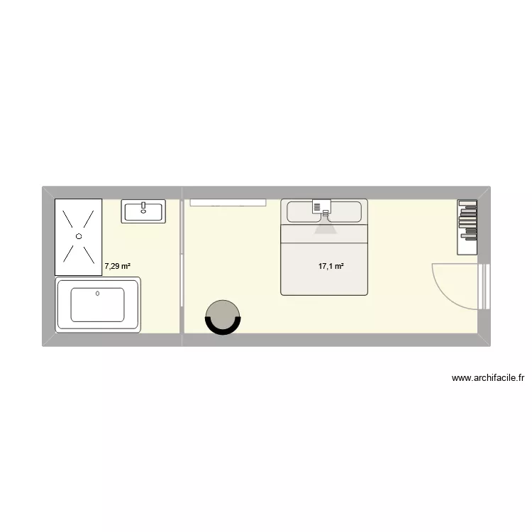 loveroom. Plan de 2  et 24 m²