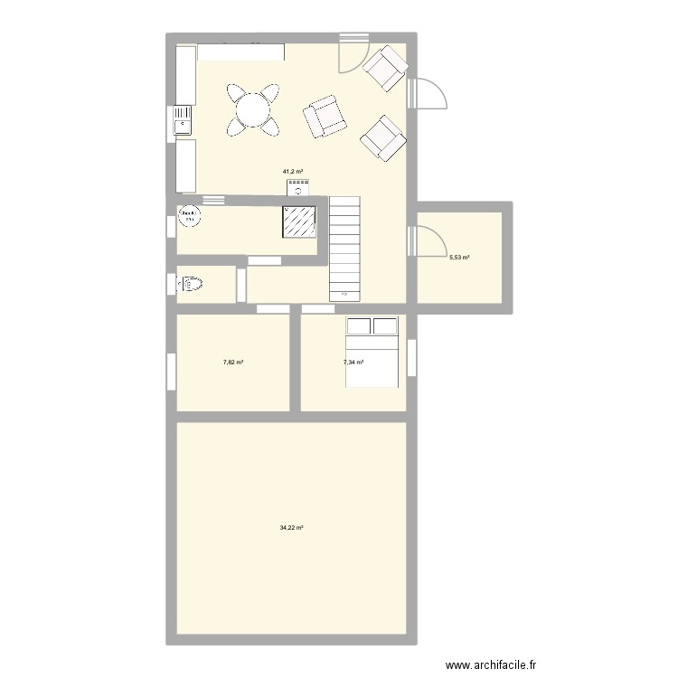 maison la coquille. Plan de 5 pièces et 96 m2