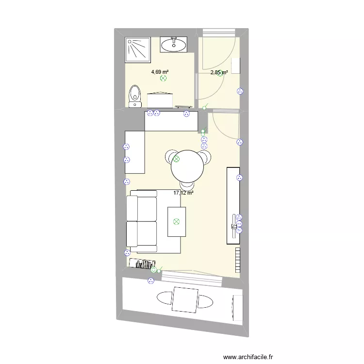Plan T1 Cessole - Am&eacute;nagement V2. Plan de 