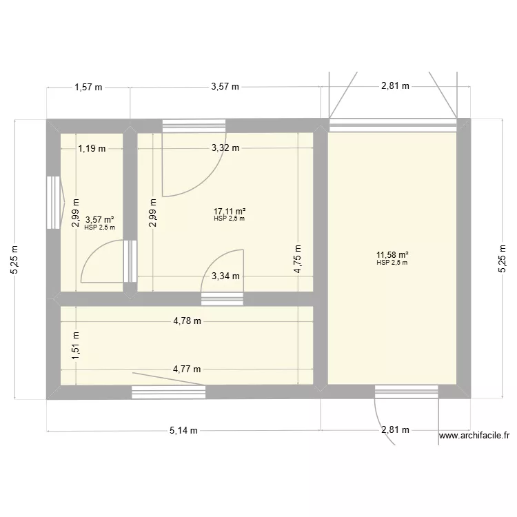 Essai 1. Plan de 3  et 32 m²