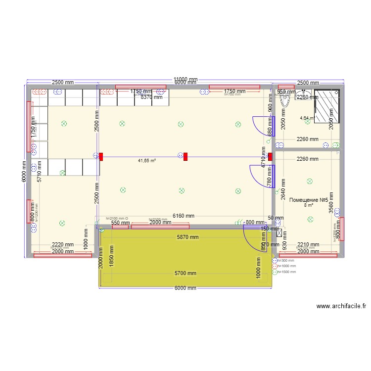 60 1 Островищи кухня эл. Plan de 4 pièces et 65 m2