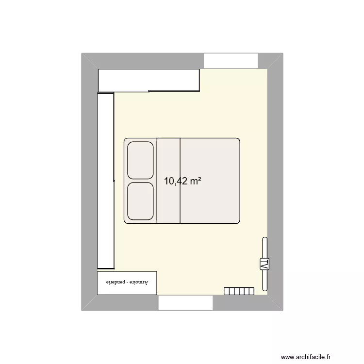 Chambre linda et regis. Plan de 1  et 10 m²
