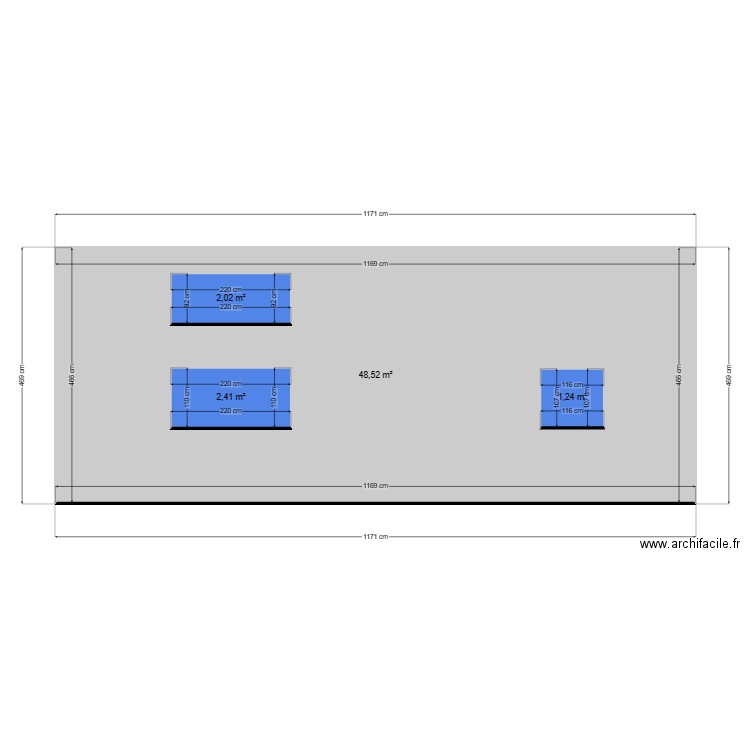 FACE NORD. Plan de 4 pièces et 60 m2