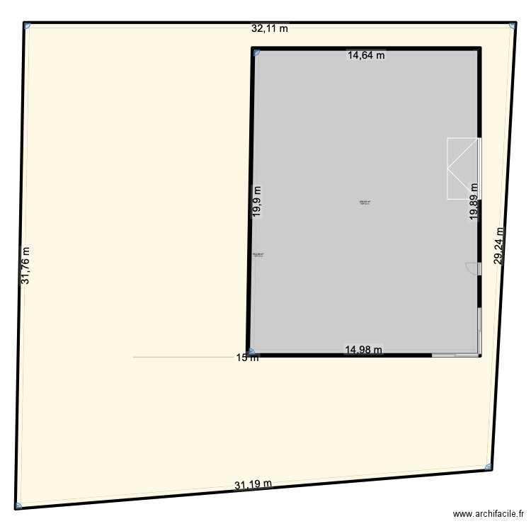 ESSAI.  AVEC COTE. Plan de 4 pièces et 2512 m2
