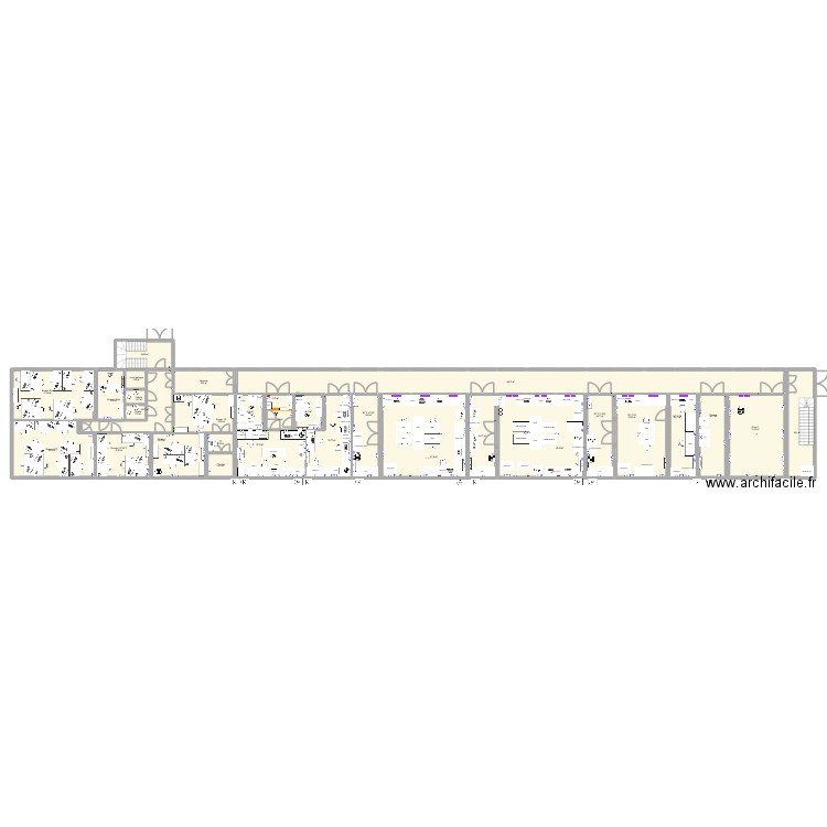 2eme étage CBBA 06102025 bureaux. Plan de 31 pièces et 566 m2