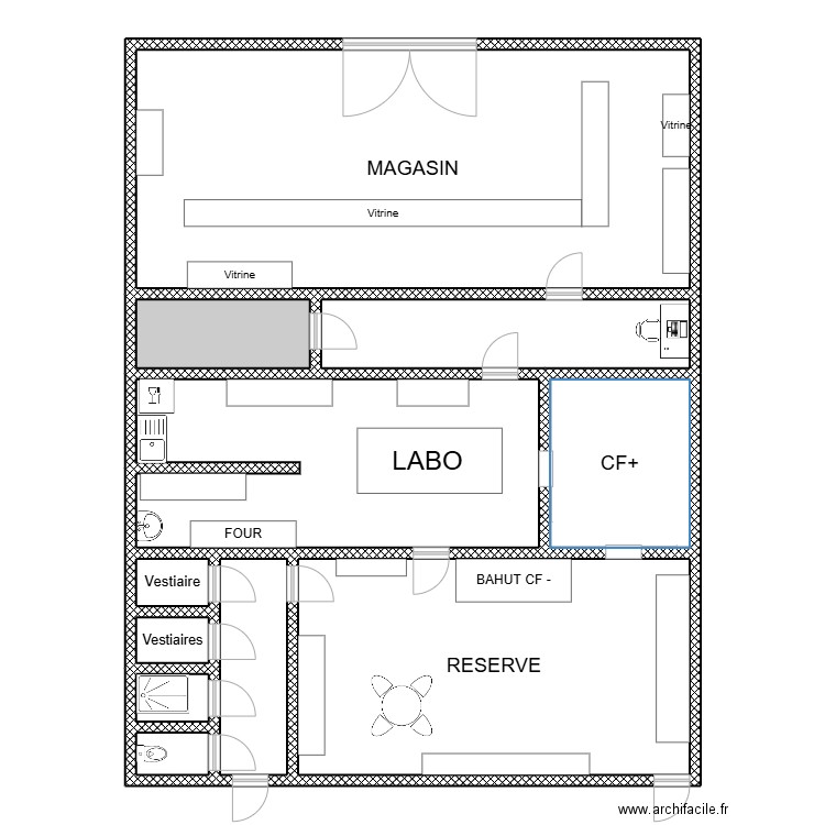Boucherie Montamisé. Plan de 11 pièces et 188 m2