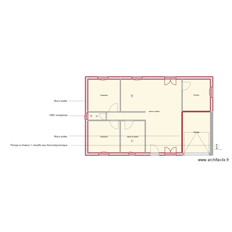 VASSAL étape 2. Plan de 7 pièces et 83 m2