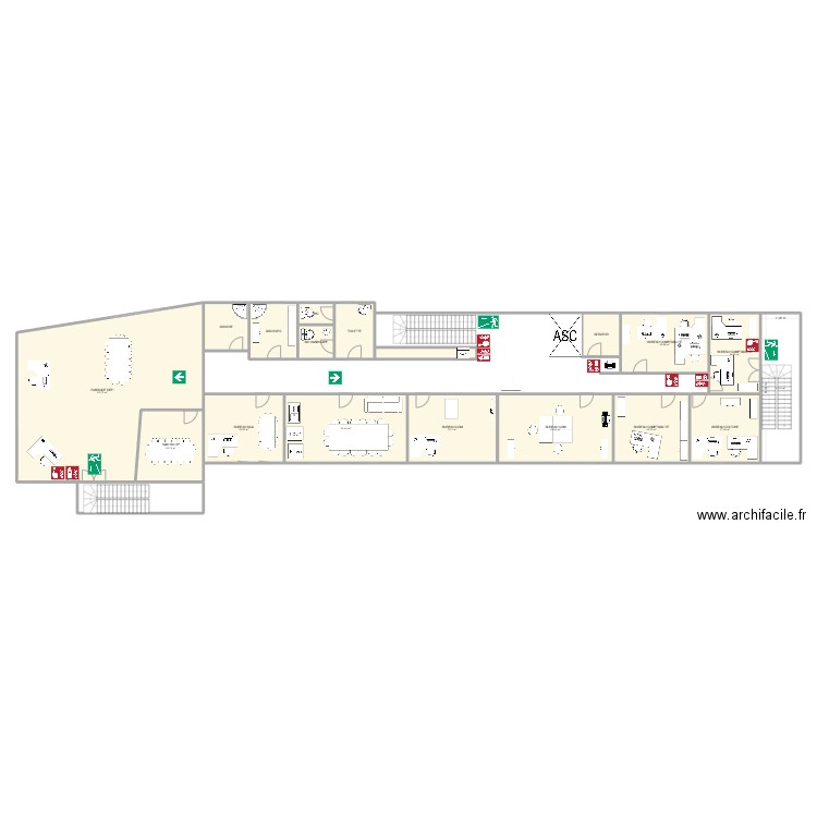 MINOTERIE 1e ETAGE. Plan de 19 pièces et 360 m2