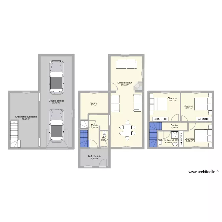 HOYET1. Plan de 16  et 150 m²