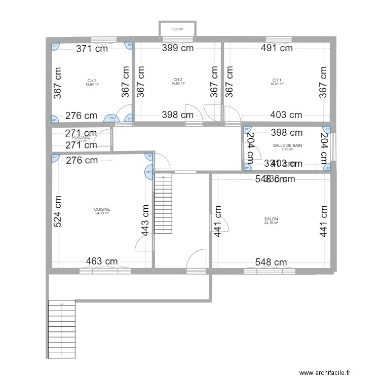 Conliège. Plan de 8 pièces et 107 m2