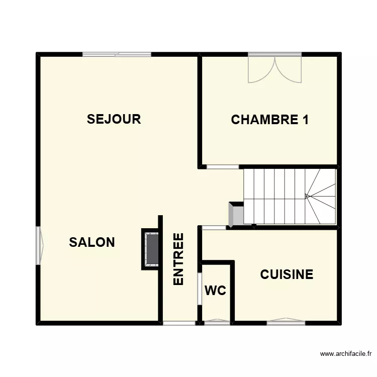 ASTIER RDC. Plan de 5  et 53 m²