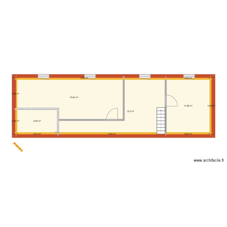 RUSSILLO Etg 1. Plan de 16 pièces et 52 m2