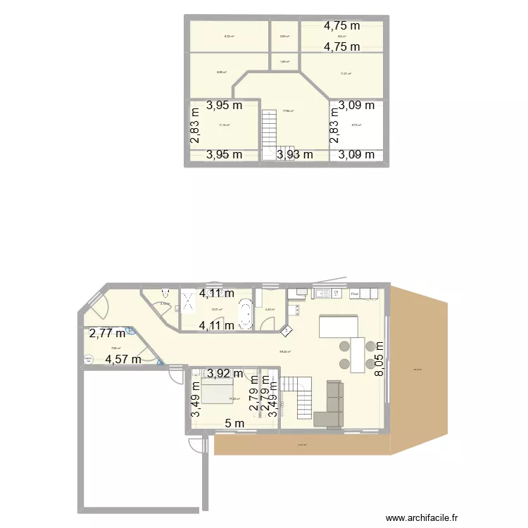 MAISON HIRTZ. Plan de 18  et 198 m²