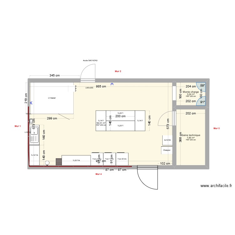 Raal rez gauche - Calpinage Inox. Plan de 3 pièces et 68 m2