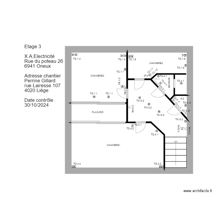 Position Gillard.P et3. Plan de 7 pièces et 22 m2