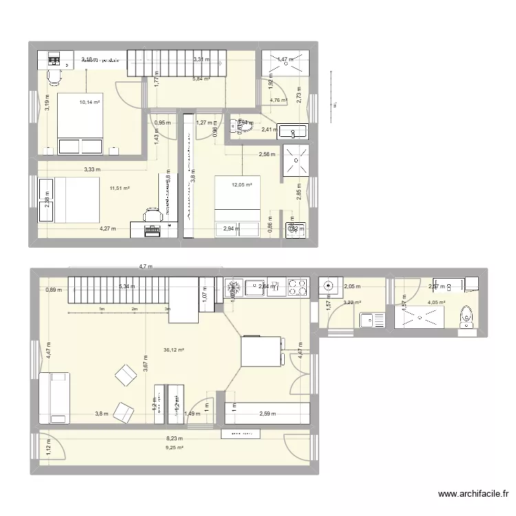 montmejean. Plan de 9  et 97 m²