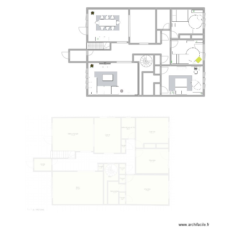 Goulet. Plan de 16 pièces et 129 m2