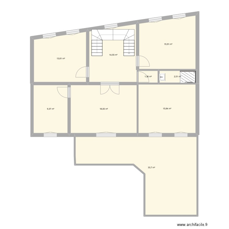 plan Dulud 1er etage. Plan de 9 pièces et 125 m2