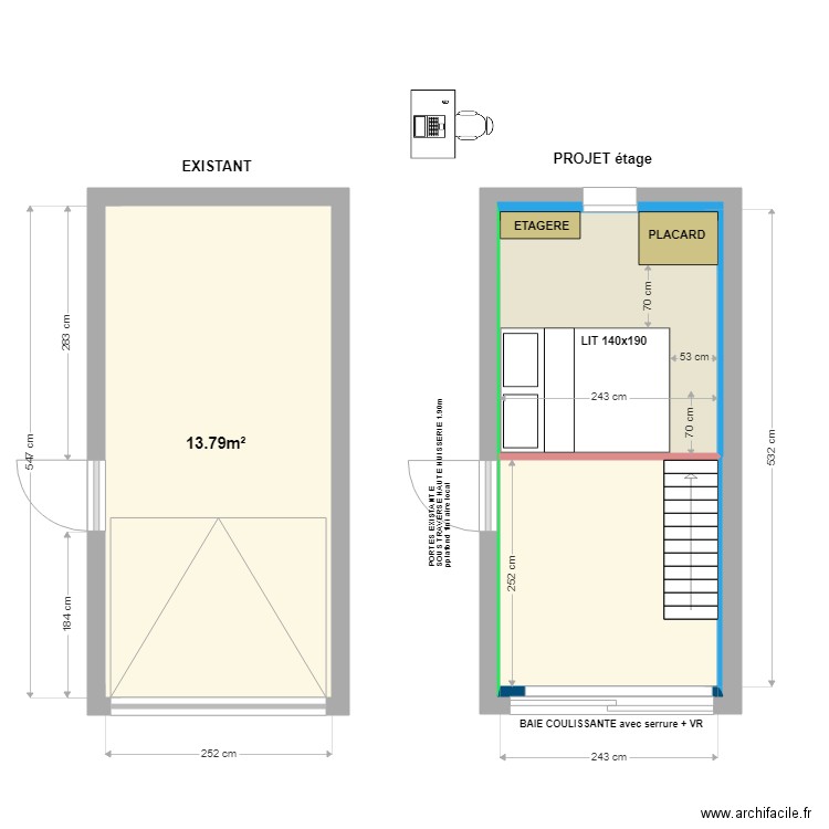 BOUISSOU (reactualisation 20/11/2023 étage) MODIF 3. Plan de 4 pièces et 40 m2