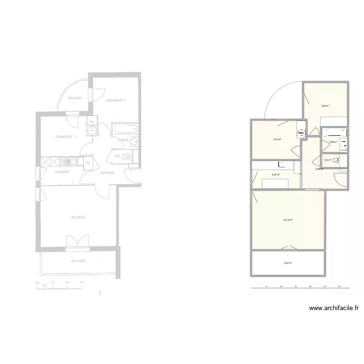 le clos. Plan de 8  et 65 m²