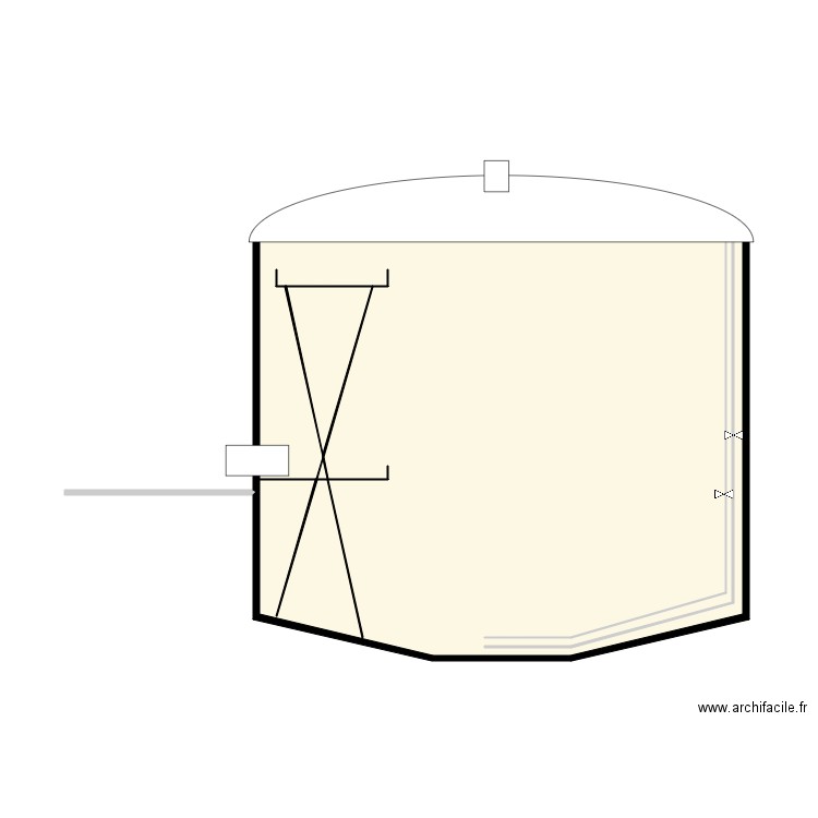 Digesteur. Plan de 3 pièces et 46 m2