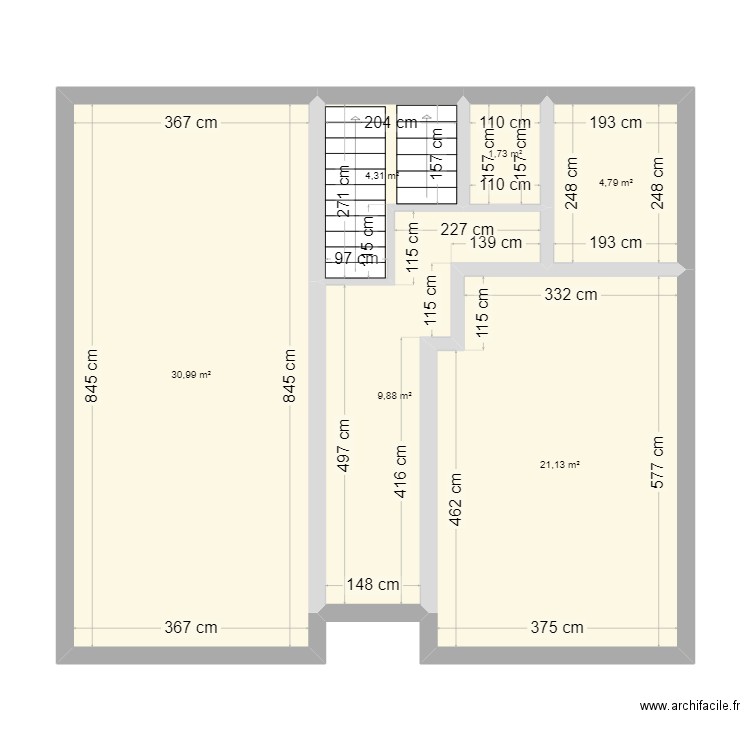 rdc maison 2. Plan de 6 pièces et 73 m2