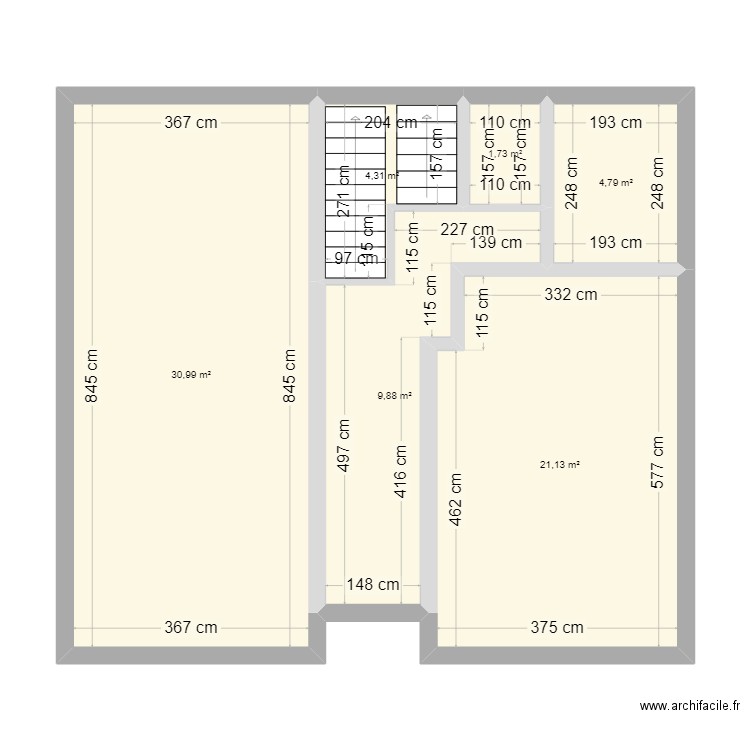 rdc maison 2. Plan de 6 pièces et 73 m2