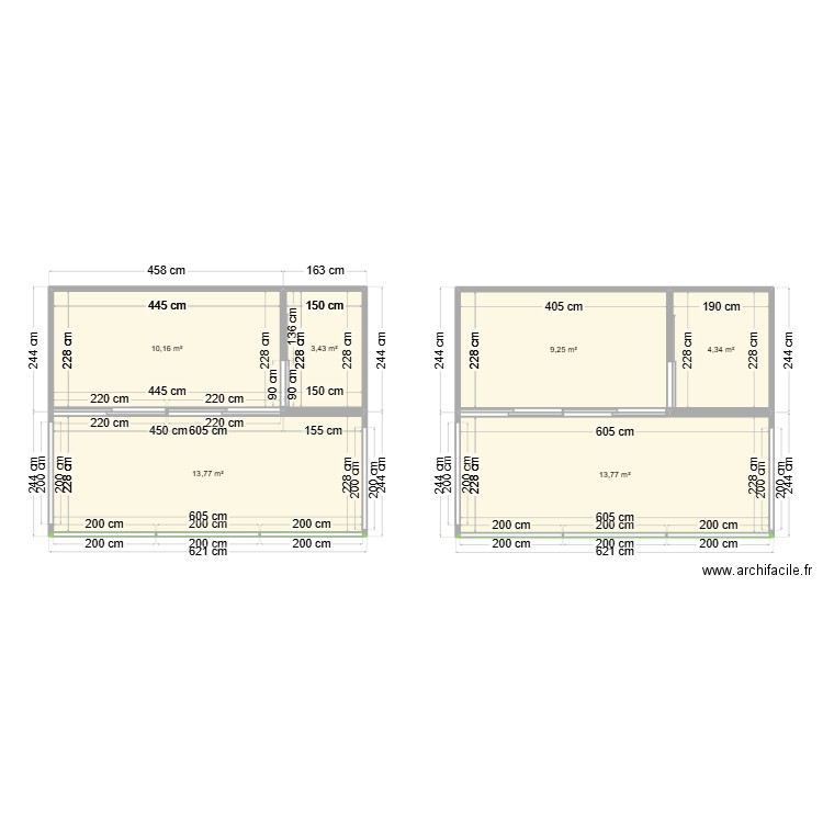 algeco 1. Plan de 6 pièces et 55 m2