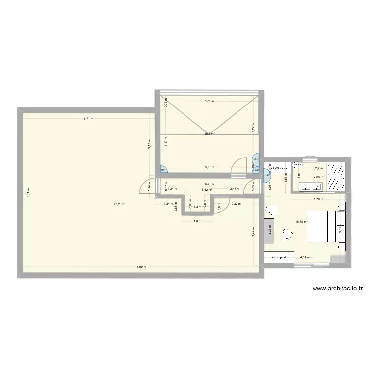 Lezenne2. Plan de 5  et 119 m²
