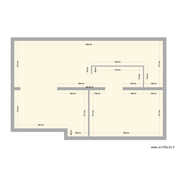 Donier - Sous-sol. Plan de 1 pièce et 88 m2
