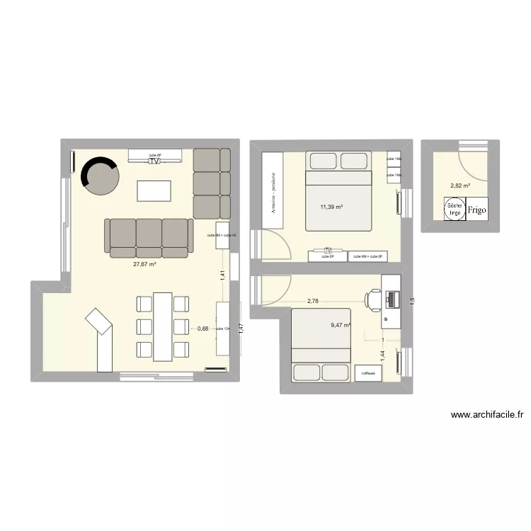 QUIMPER 2. Plan de 4 et 51 m² QUIMPER 2. Plan de 4 et 51 m²