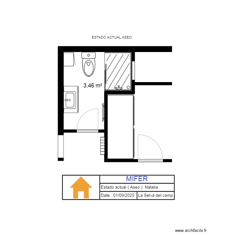 NATALIA ( ESTADO ACTUAL ASEO) 1. Plan de 1 pièce et 3 m2
