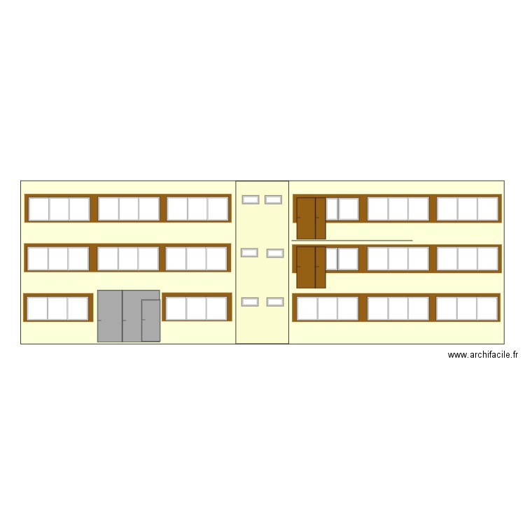 Façade arrière après modification. Plan de 0 pièce et 0 m2