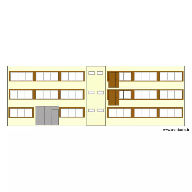 Fa&ccedil;ade arri&egrave;re apr&egrave;s modification. Plan de 